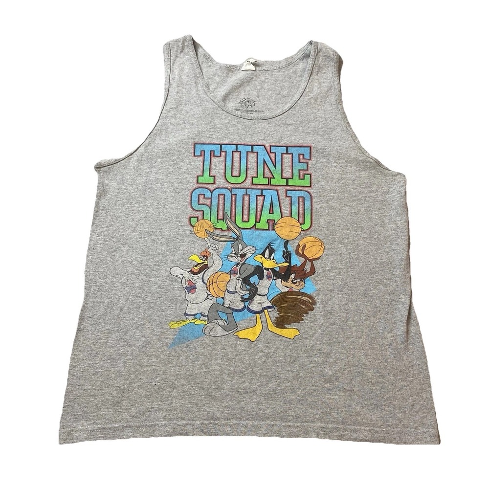 Space Jam Tune Squad Tank Top Men's M Gray Bugs Daffy Taz Foghorn Leghorn Retro